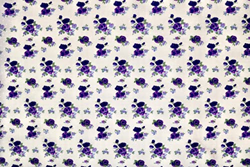 Pyrhan Rose Floral Polycotton Prints –Polycotton Fabric Similar to 100% Cotton Prints- Material by the Metre -Floral Polycotton Print Used in Sewing Kit and Accessories-Quilting Fabric Beautiful Print