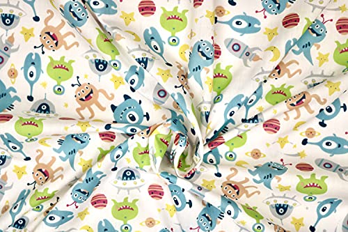 Pyrhan Alien Digital Polycotton Prints –45 Inch Wide Dress Fabric Material by The Metre -Floral Polycotton Print Used in Sewing Kit and Accessories-Quilting Fabric