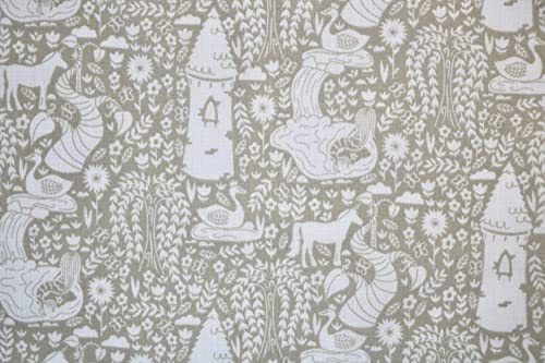 Pyrhan Castle Mermaid Unicorn Floral Polycotton Prints –45 Inch Wide Dress Fabric Material by The Metre -Floral Polycotton Print Used in Sewing Kit and Accessories-Quilting Fabric (Light Mint)