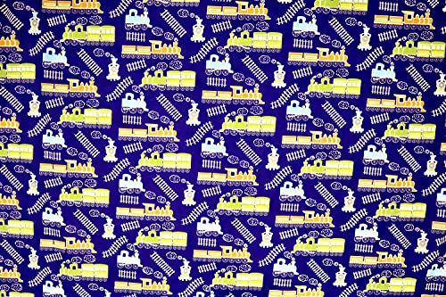Pyrhan Train Polycotton Prints –45 Inch Wide Dress Fabric Material by The Metre -Floral Polycotton Print Used in Sewing Kit and Accessories-Quilting Fabric