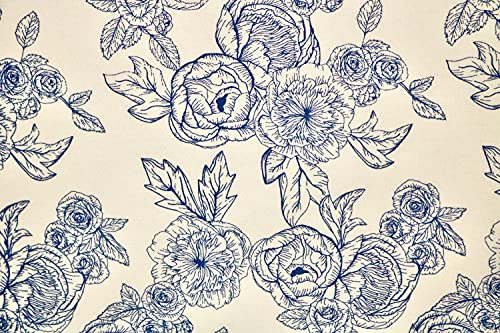 Pyrhan Floral Roses Pencil Sketch Polycotton Prints –Polycotton Fabric Similar to 100% Cotton Prints- Material by The Metre -Floral Polycotton Print Used in Sewing Kit and Accessories-Quilting Fabric