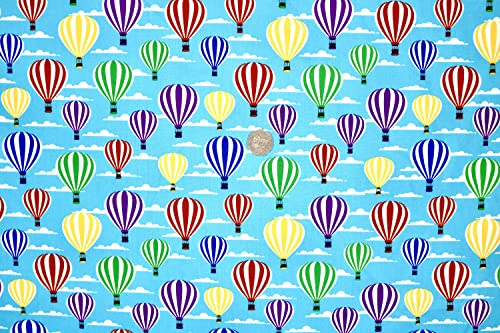 Pyrhan 100% Cotton Poplin by Rose & Hubble | Colourful Hot Air Rainbow Balloon Printed Cotton Fabric by The Metre UK | 114 Cm | Crafting & Dressmaking Fabric | Dress Fabric Material for Sewing