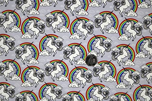 Pyrhan Rainbow Unicorn Polycotton Prints –45 Inch Wide Dress Fabric Material by The Metre -Floral Polycotton Print Used in Sewing Kit and Accessories-Quilting Fabric