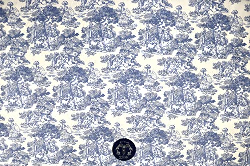 Pyrhan Art Village Life 100% Pure Cotton Prints – 45 inches (114 cm Approx) Wide Fabric Sold by The metre - Perfect for Sewing Projects and Dress Making. (Blue)