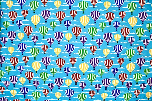 Pyrhan 100% Cotton Poplin by Rose & Hubble | Colourful Hot Air Rainbow Balloon Printed Cotton Fabric by The Metre UK | 114 Cm | Crafting & Dressmaking Fabric | Dress Fabric Material for Sewing