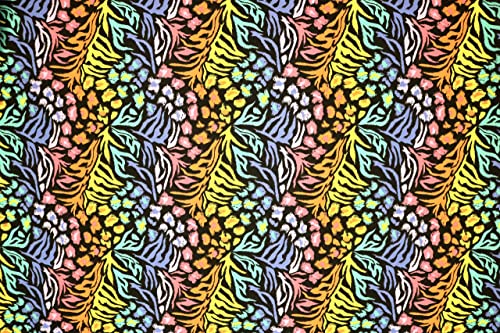 Pyrhan Libby Art & Craft Rainbow Jungle Floral Polycotton Prints –45 Inch Wide Dress Fabric Material by The Metre -Floral Polycotton Print Used in Sewing Kit and Accessories.