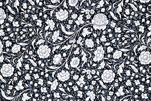 Pyrhan 100% Cotton Poplin by Rose & Hubble | Ditsy Floral Printed Cotton Fabric by The Metre UK | 114 Cm | Crafting Fabric & Dressmaking Fabric | Dress Fabric Material for Sewing Dressmaking (Black)