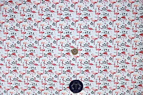 Pyrhan Flamingo 100% Pure Cotton Prints – 45 inches (114 cm Approx) Wide Fabric Sold by The metre - Perfect for Sewing Projects and Dress Making.