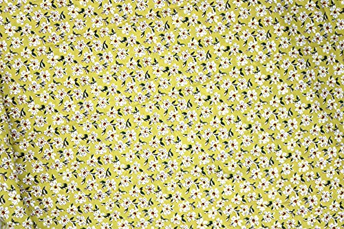 Pyrhan LTD 100% Cotton Print Fabric with Small Flowers and Leaves 60 Inches (Mustard)