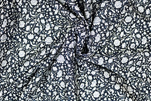 Pyrhan 100% Cotton Poplin by Rose & Hubble | Ditsy Floral Printed Cotton Fabric by The Metre UK | 114 Cm | Crafting Fabric & Dressmaking Fabric | Dress Fabric Material for Sewing Dressmaking (Black)