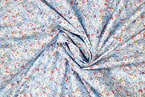 Pyrhan Little Wild Flowers Polycotton Prints –45 Inch Wide Dress Fabric Material by The Metre -Floral Polycotton Print Used in Sewing Kit and Accessories-Quilting Fabric