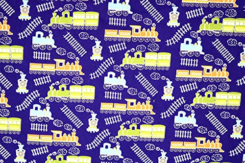 Pyrhan Train Polycotton Prints –45 Inch Wide Dress Fabric Material by The Metre -Floral Polycotton Print Used in Sewing Kit and Accessories-Quilting Fabric