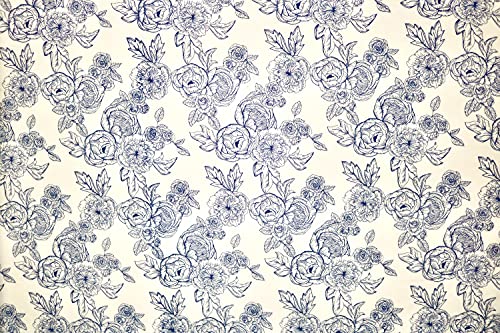 Pyrhan Floral Roses Pencil Sketch Polycotton Prints –Polycotton Fabric Similar to 100% Cotton Prints- Material by The Metre -Floral Polycotton Print Used in Sewing Kit and Accessories-Quilting Fabric