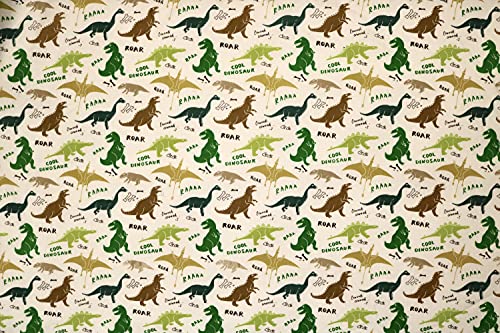 Pyrhan Large Dinosaurs Polycotton Prints –45 Inch Wide Dress Fabric Material by The Metre -Floral Polycotton Print Used in Sewing Kit and Accessories-Quilting Fabric, White