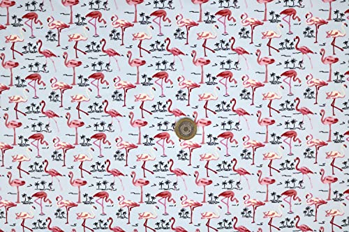 Pyrhan Flamingo 100% Pure Cotton Prints – 45 inches (114 cm Approx) Wide Fabric Sold by The metre - Perfect for Sewing Projects and Dress Making.