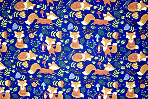 Pyrhan Woodland Fox Polycotton Prints –45 Inch Wide Dress Fabric Material by The Metre -Floral Polycotton Print Used in Sewing Kit and Accessories-Quilting Fabric