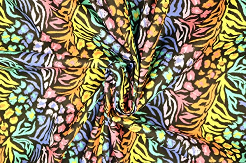 Pyrhan Libby Art & Craft Rainbow Jungle Floral Polycotton Prints –45 Inch Wide Dress Fabric Material by The Metre -Floral Polycotton Print Used in Sewing Kit and Accessories.
