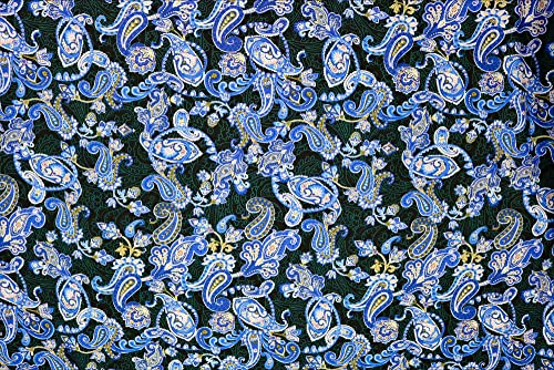 Pyrhan Paisley Dress Fabric 100% Pure Cotton Prints – 60 inches (148 cm Approx) Wide Fabric Sold by The metre - Perfect for Sewing Projects and Dress Making. (Blue)