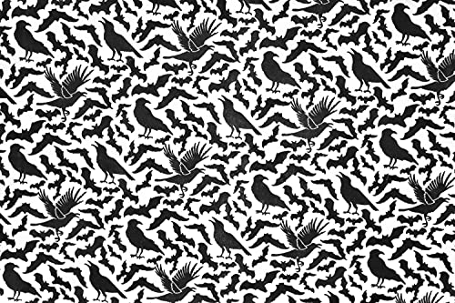 Pyrhan Bats and Crows Polycotton Prints –45 Inch Wide Dress Fabric Material by The Metre -Floral Polycotton Print Used in Sewing Kit and Accessories-Quilting Fabric