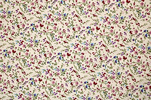 Pyrhan Little Wild Flowers Polycotton Prints –45 Inch Wide Dress Fabric Material by The Metre -Floral Polycotton Print Used in Sewing Kit and Accessories-Quilting Fabric