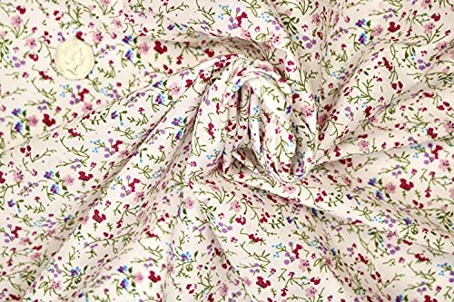 Pyrhan Little Wild Flowers Polycotton Prints –45 Inch Wide Dress Fabric Material by The Metre -Floral Polycotton Print Used in Sewing Kit and Accessories-Quilting Fabric