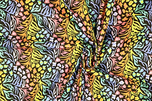 Pyrhan Libby Art & Craft Rainbow Jungle Floral Polycotton Prints –45 Inch Wide Dress Fabric Material by The Metre -Floral Polycotton Print Used in Sewing Kit and Accessories.