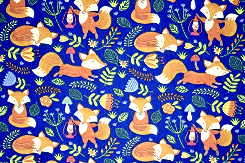 Pyrhan Woodland Fox Polycotton Prints –45 Inch Wide Dress Fabric Material by The Metre -Floral Polycotton Print Used in Sewing Kit and Accessories-Quilting Fabric
