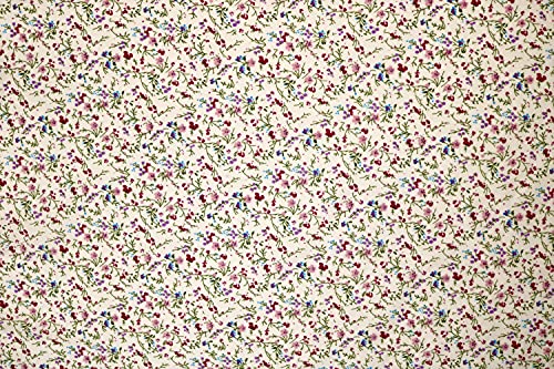 Pyrhan Little Wild Flowers Polycotton Prints –45 Inch Wide Dress Fabric Material by The Metre -Floral Polycotton Print Used in Sewing Kit and Accessories-Quilting Fabric