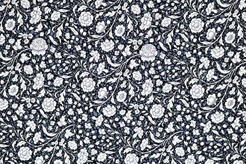 Pyrhan 100% Cotton Poplin by Rose & Hubble | Ditsy Floral Printed Cotton Fabric by The Metre UK | 114 Cm | Crafting Fabric & Dressmaking Fabric | Dress Fabric Material for Sewing Dressmaking (Black)