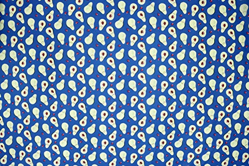 Pyrhan Libby Art and Craft Avocado Polycotton Prints –45 Inch Wide Dress Craft Fabric Material by The Metre -Floral Polycotton Print Used in Sewing Kit and Accessories-Quilting Fabric (Blue)