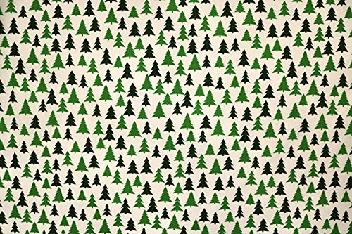 Pyrhan Christmas Trees Polycotton Prints –45 Inch Wide Dress Fabric Material by The Metre -Floral Polycotton Print Used in Sewing Kit and Accessories-Quilting Fabric (Green)