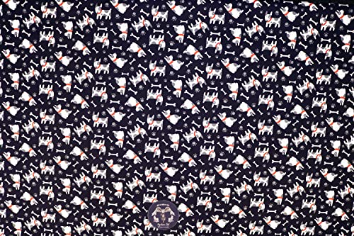 Pyrhan Dog with Bones 100% Pure Cotton Prints – 45 inches (114 cm Approx) Wide Fabric Sold by The metre - Perfect for Sewing Projects and Dress Making.