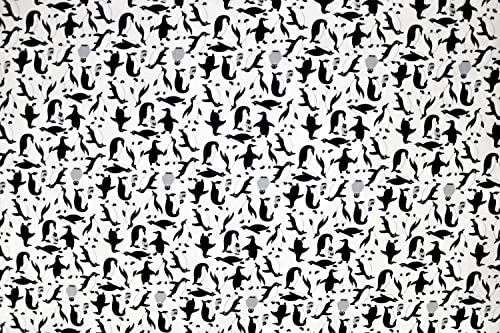 Pyrhan Cute Penguin 100% Pure Cotton Prints – 45 inches (114 cm Approx) Wide Fabric Sold by The metre - Perfect for Sewing Projects and Dress Making. (Sky)