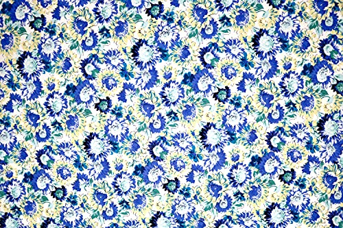 Pyrhan Paisley Sun Flower 100% Pure Cotton Prints – 60 inches (148 cm Approx) Wide Fabric Sold by The metre - Perfect for Sewing Projects and Dress Making. (Blue)