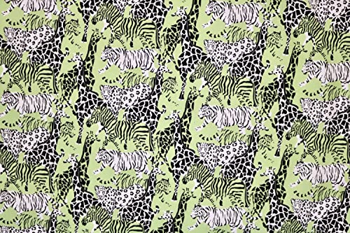 Pyrhan Libby Art & Craft Safari Poplin Polycotton Prints –45 Inch Wide Dress Fabric Material by The Metre -Floral Polycotton Print Used in Sewing Kit and Accessories-Quilting Fabric (Green)