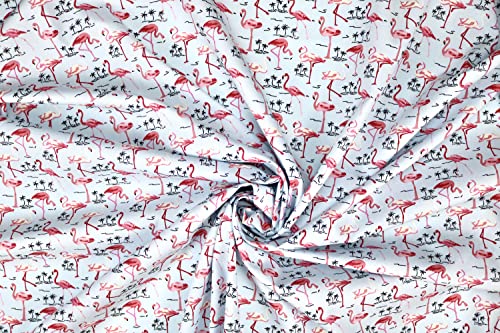 Pyrhan Flamingo 100% Pure Cotton Prints – 45 inches (114 cm Approx) Wide Fabric Sold by The metre - Perfect for Sewing Projects and Dress Making.