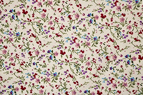 Pyrhan Little Wild Flowers Polycotton Prints –45 Inch Wide Dress Fabric Material by The Metre -Floral Polycotton Print Used in Sewing Kit and Accessories-Quilting Fabric