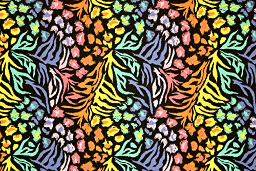 Pyrhan Libby Art & Craft Rainbow Jungle Floral Polycotton Prints –45 Inch Wide Dress Fabric Material by The Metre -Floral Polycotton Print Used in Sewing Kit and Accessories.