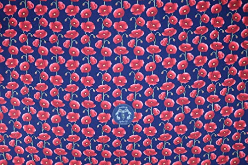 Pyrhan Large Poppy 100% Pure Cotton Prints – 45 inches (112 cm Approx) Wide Fabric Sold by The metre - Perfect for Sewing Projects and Dress Making.