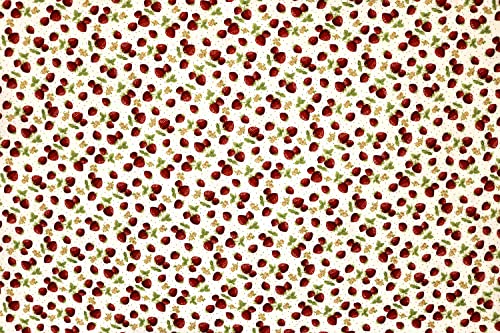 Pyrhan 100% Cotton Poplin by Rose & Hubble | Sweet Strawberry Printed Cotton Fabric by The Metre UK | 114 Cm | Crafting & Dressmaking Fabric | Dress Fabric Material for Sewing Dressmaking (Ivory)