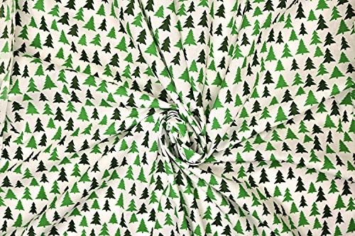 Pyrhan Christmas Trees Polycotton Prints –45 Inch Wide Dress Fabric Material by The Metre -Floral Polycotton Print Used in Sewing Kit and Accessories-Quilting Fabric (Green)