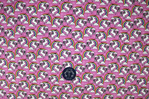 Pyrhan Rainbow Unicorn Polycotton Prints –45 Inch Wide Dress Fabric Material by The Metre -Floral Polycotton Print Used in Sewing Kit and Accessories-Quilting Fabric