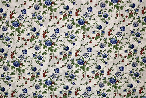 Pyrhan Tiny Rose and Vine 100% Pure Cotton Prints – 60 inches (153 cm Approx) Wide Fabric Sold by The metre - Perfect for Sewing Projects and Dress Making. (Blue)