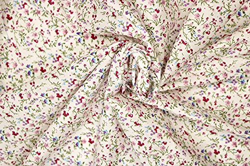 Pyrhan Little Wild Flowers Polycotton Prints –45 Inch Wide Dress Fabric Material by The Metre -Floral Polycotton Print Used in Sewing Kit and Accessories-Quilting Fabric