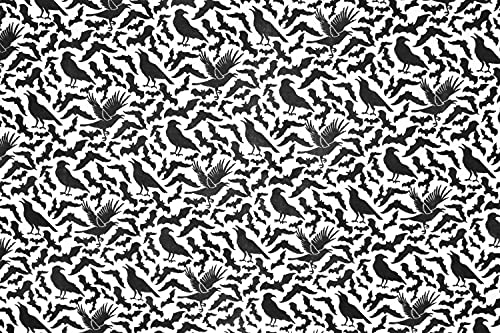 Pyrhan Bats and Crows Polycotton Prints –45 Inch Wide Dress Fabric Material by The Metre -Floral Polycotton Print Used in Sewing Kit and Accessories-Quilting Fabric