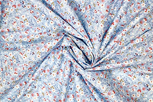 Pyrhan Little Wild Flowers Polycotton Prints –45 Inch Wide Dress Fabric Material by The Metre -Floral Polycotton Print Used in Sewing Kit and Accessories-Quilting Fabric