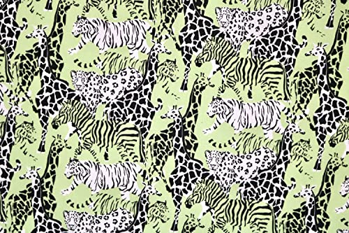 Pyrhan Libby Art & Craft Safari Poplin Polycotton Prints –45 Inch Wide Dress Fabric Material by The Metre -Floral Polycotton Print Used in Sewing Kit and Accessories-Quilting Fabric (Green)