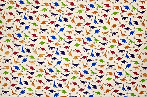 Pyrhan Little Dinosaurs Polycotton Prints –45 Inch Wide Dress Fabric Craft Material by The Metre -Floral Polycotton Print Used in Sewing Kit and Accessories-Quilting Fabric