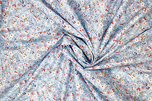 Pyrhan Little Wild Flowers Polycotton Prints –45 Inch Wide Dress Fabric Material by The Metre -Floral Polycotton Print Used in Sewing Kit and Accessories-Quilting Fabric