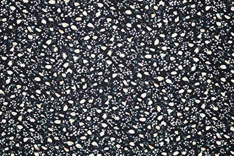 Pyrhan Tiny Lily Floral Fabric 100% Pure Cotton Prints – 60 inches Extra Wide Fabric by The metre - Perfect for Sewing Projects and Dress Making - Cotton Fabric by The Metre Clearance (Sky) (Black)